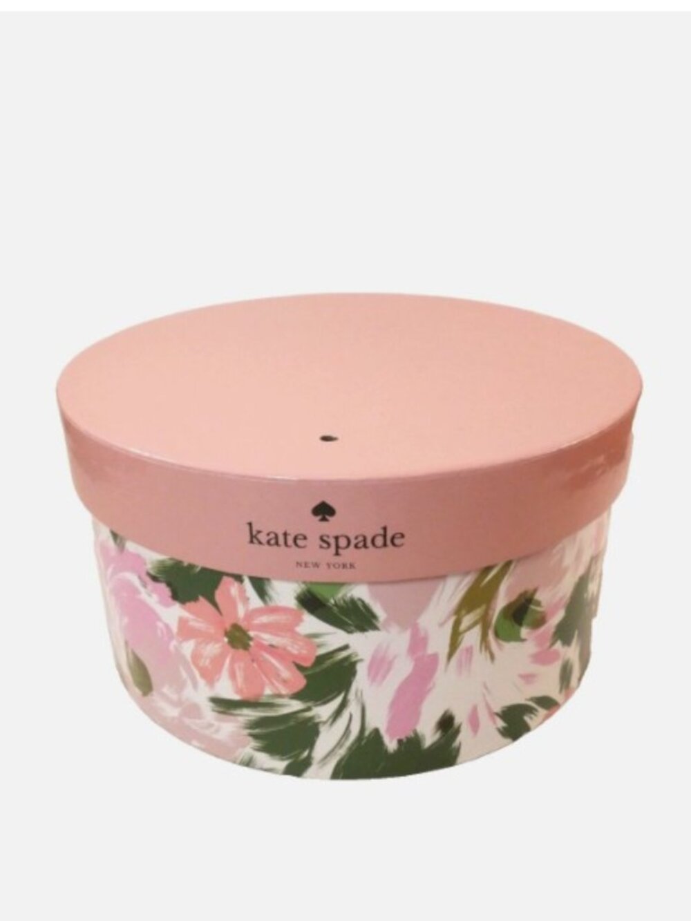 Kate Spade Round Storage Gift Box Floral Pink Empty Jewelry Cosmetics 7.5"